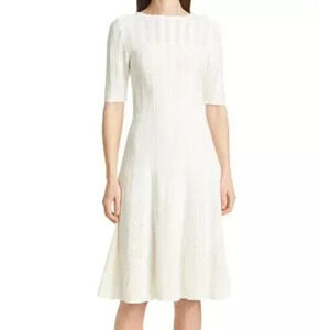 Boss Hugo Boss NWT C Feli Pointelle Fit and Flare Sweater Dress White Size XXL
